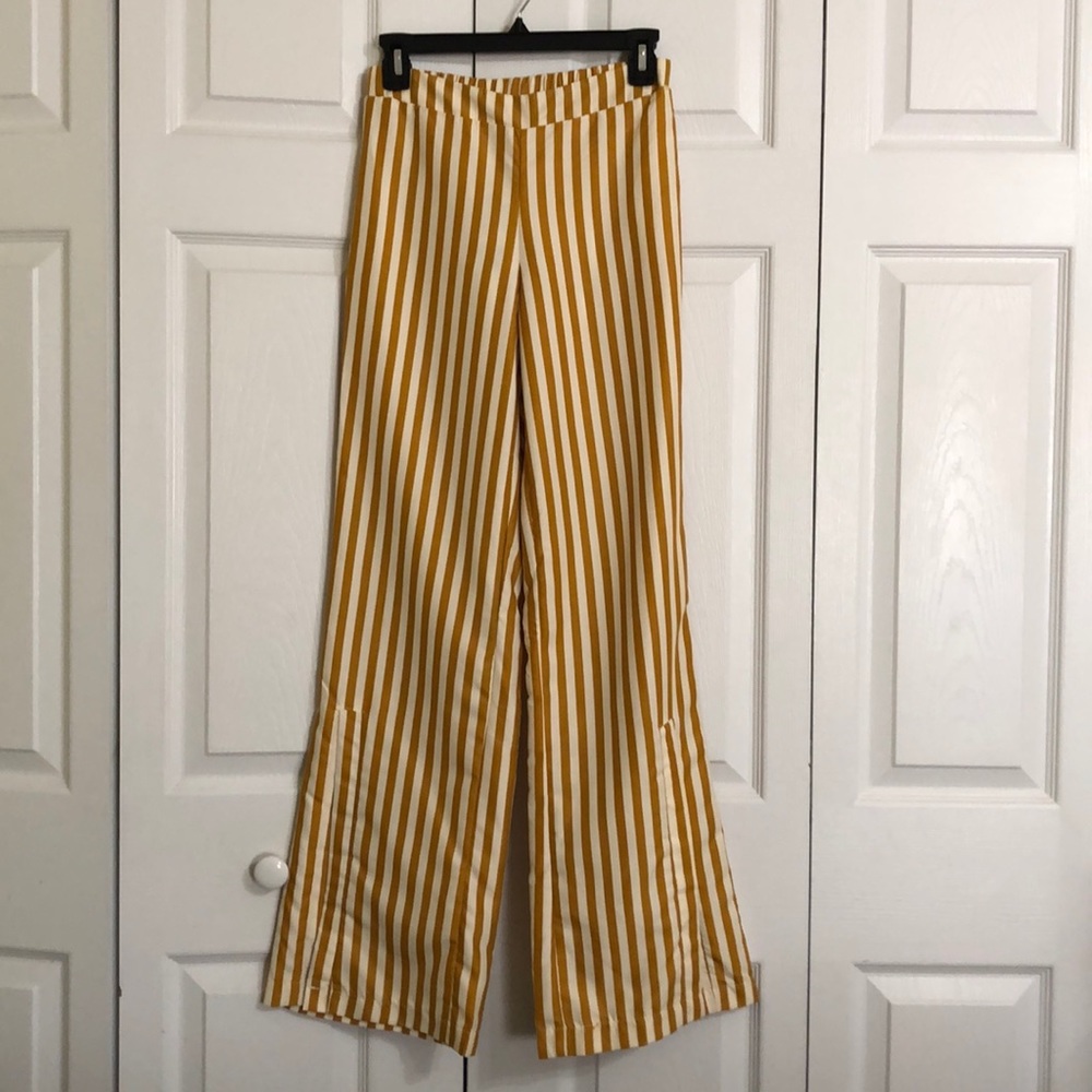 Spring Sale Boutique Mustard Ivory Striped Pants
